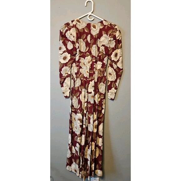 VTG Carol Anderson Dress Women's Sz 3/4 Red Floral A Line w/Shldr Pads & Pockets - Picture 2 of 13